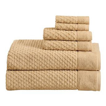 Madelinen® 6 pc Low Twist Cotton Diamond Waffle Texture Towel Set