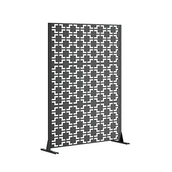TOEMOA Freestanding Outdoor Metal Privacy Screen with Stable Base, 72 inch Tall