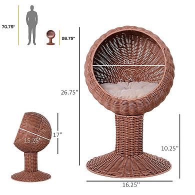 IFMALL Elevated Rotating Cat Bed with Plush Cushion for Cozy Napping