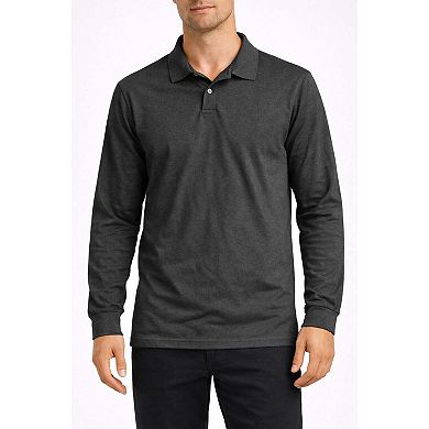 5 Pack Mens Long Sleeve Lightweight Polos for Everyday Wear