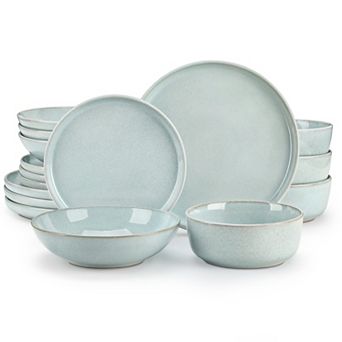 16 pc Stoneware Dinner Service, with Dinner plates, Dessert Plates, Soup Plates, Bowl for 4
