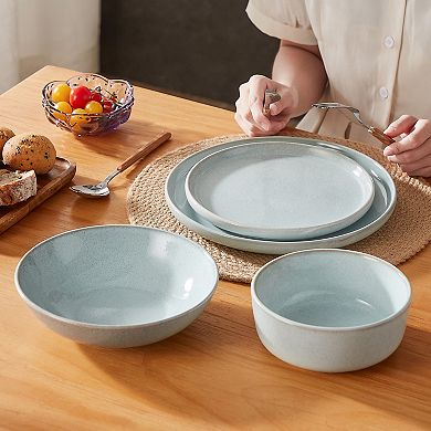 16-piece Stoneware Dinner Service, with Dinner plates, Dessert Plates, Soup Plates, Bowl for 4