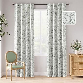 Floral Blackout Curtains, Thermal Rod Pocket Window Drapes