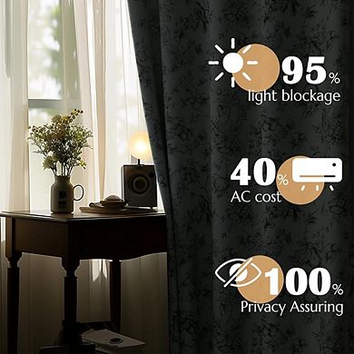 Floral Blackout Curtains, Thermal Rod Pocket Window Drapes