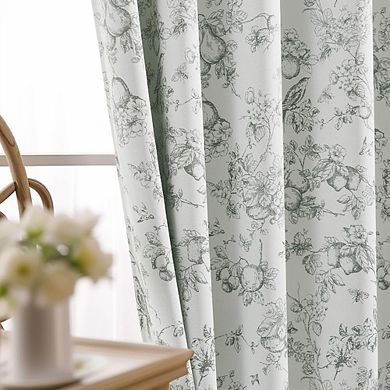 Floral Blackout Curtains, Thermal Rod Pocket Window Drapes