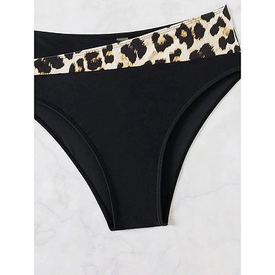 Women's Leopard Print Wrap Halter Bikini Set High Waisted 2 Piece Swimsuit