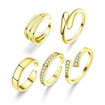Non-Tarnish CZ Triple Toe Rings Set