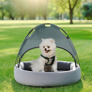 IFMALL Elevated Cooling Cot with Canopy for Small Breed Pets Indoor Outdoor Use