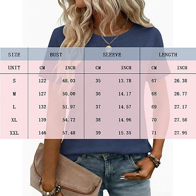 Women's Basic Crew Neck Short Sleeve T-Shirt Casual Loose Solid Summer Tee
