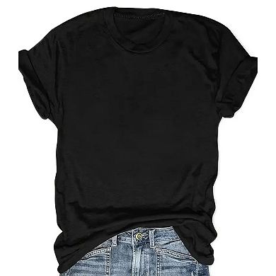 Women's Basic Crew Neck Short Sleeve T-Shirt Casual Loose Solid Summer Tee