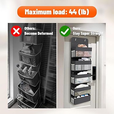 Over Door Hanging Organizer with 5 Large and 5 Mesh Side Pockets
