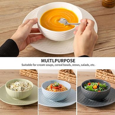 Ceramic Soup & Cereal Bowls Set, 26oz, Microwave & Dishwasher Safe