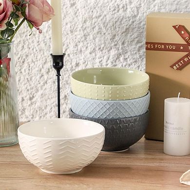 Ceramic Soup & Cereal Bowls Set, 26oz, Microwave & Dishwasher Safe