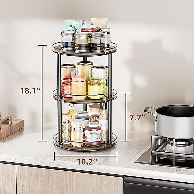 3-Tier Wood Lazy Susan Organizer
