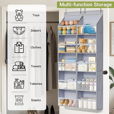 Over Door Organizer with Large Clear Pockets for Multi-Room Storage