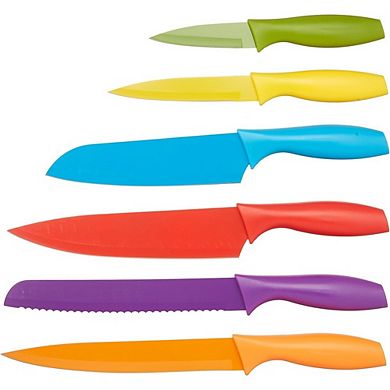 12-Piece Color-Coded Kitchen Knife Set with Blade Guards Dishwasher Safe