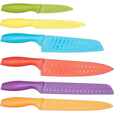 12-Piece Color-Coded Kitchen Knife Set with Blade Guards Dishwasher Safe