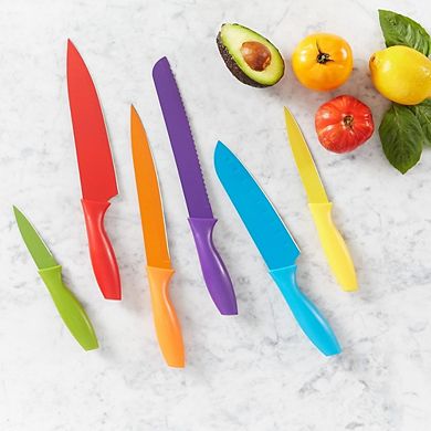 12-Piece Color-Coded Kitchen Knife Set with Blade Guards Dishwasher Safe