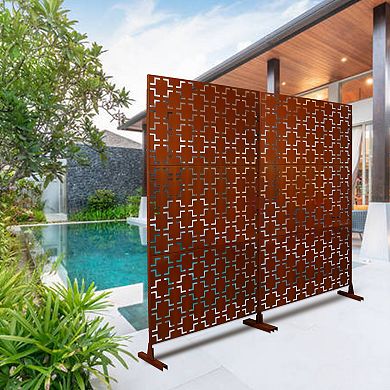 TOEMOA Freestanding Metal Privacy Screen for Outdoor and Indoor Use