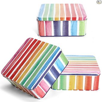 3-Pack Square Metal Cookie Tins