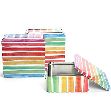 3-Pack Square Metal Cookie Tins
