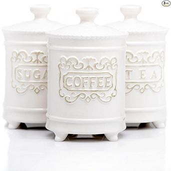 3 pc Ceramic Canister Set with Lids