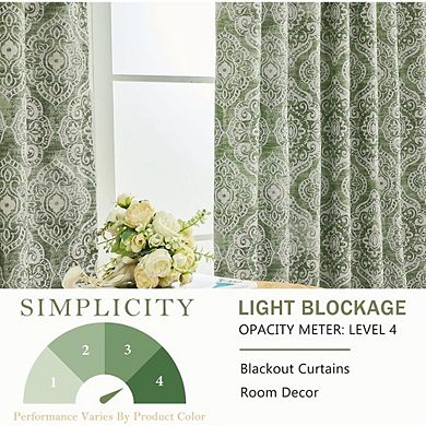 Printed Blackout Curtains, Thermal Insulated Rod Pocket & Back Tab Panels