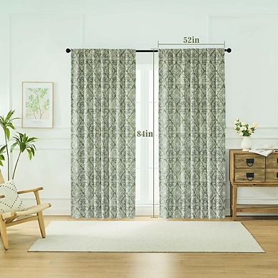 Printed Blackout Curtains, Thermal Insulated Rod Pocket & Back Tab Panels