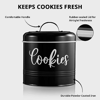 Black Airtight Cookie Storage Jar