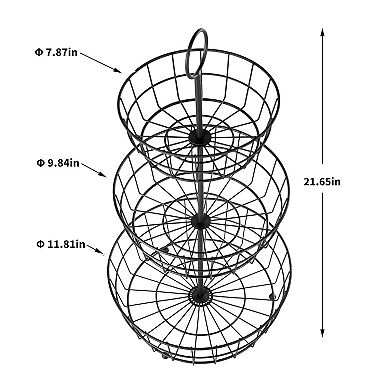 3-Tier Detachable Wire Basket Stand