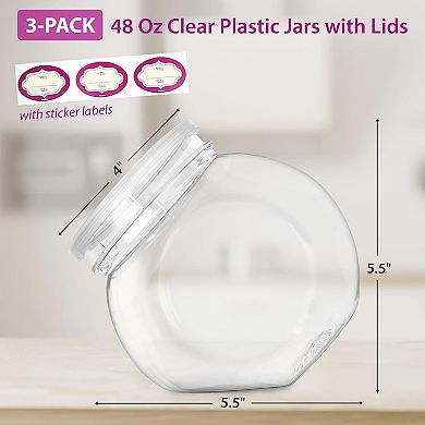 3 Pack Clear Candy Storage Jars