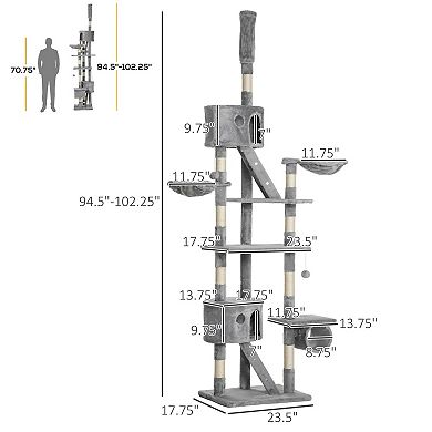 IFMALL Adjustable Height Cat Tree with Condos Hammocks and Play Tubes