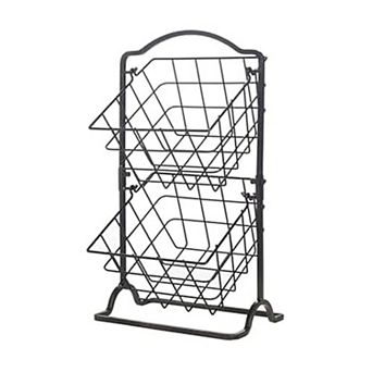 2 tier Metal Fruit Basket, Antique Black