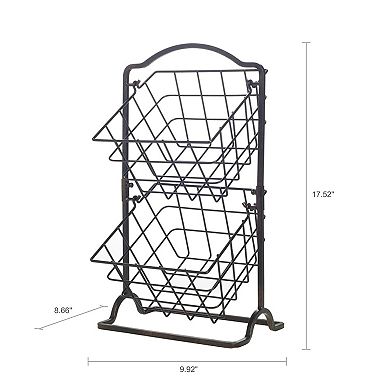 2-Tier Metal Fruit Basket, Antique Black