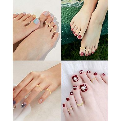 12PCS Gold Filled Adjustable Toe Rings