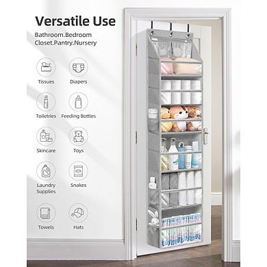 Over Door Hanging Organizer with Large Clear Pockets for Storage