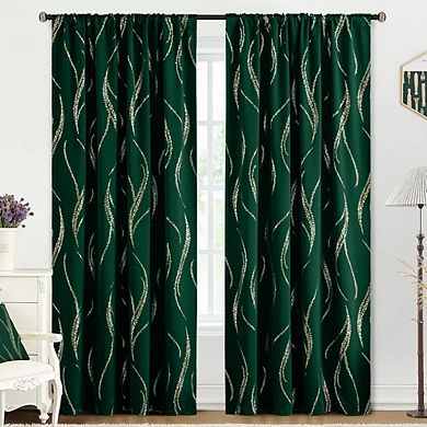 Blackout Curtains 2 Panels, Thermal Insulated, Patterned Room Darkening Drapes