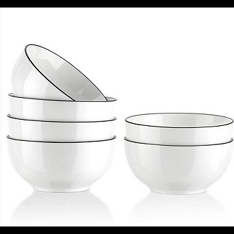 Ceramic Cereal & Soup Bowls Set of 6 Microwave & Dishwasher Safe
