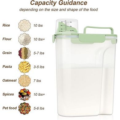 Airtight Rice and Dry Food Storage Container 10 Lbs BPA-Free Clear Plastic