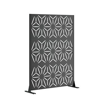 TOEMOA 72 Inch Freestanding Metal Privacy Screen with Stable Base for Outdoor Use