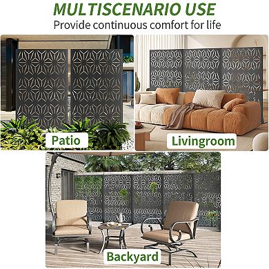TOEMOA 72 Inch Freestanding Metal Privacy Screen with Stable Base for Outdoor Use