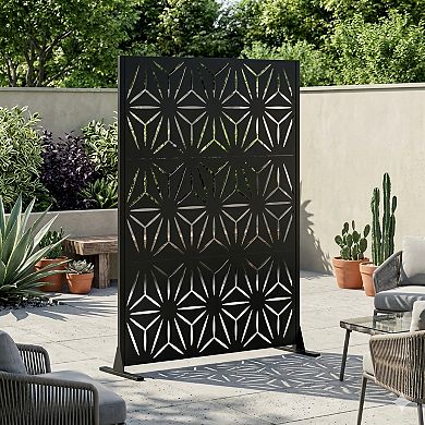 TOEMOA 72 Inch Freestanding Metal Privacy Screen with Stable Base for Outdoor Use