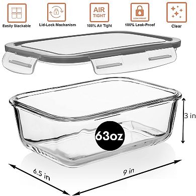 8 Cup Glass Food Storage Set, 4 Pcs