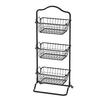 3 tier Wire Fruit Basket Stand, Black