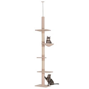 IFMALL Adjustable Height Floor-to-Ceiling Vertical Cat Climbing Tower Activity Center