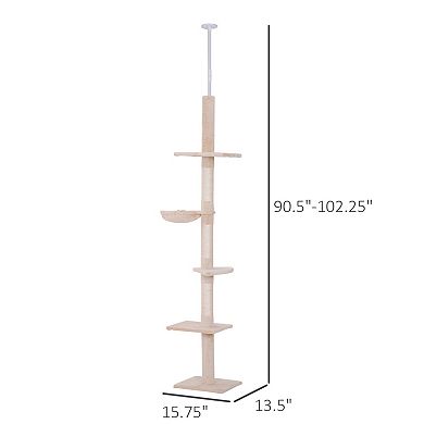 IFMALL Adjustable Height Floor-to-Ceiling Vertical Cat Climbing Tower Activity Center