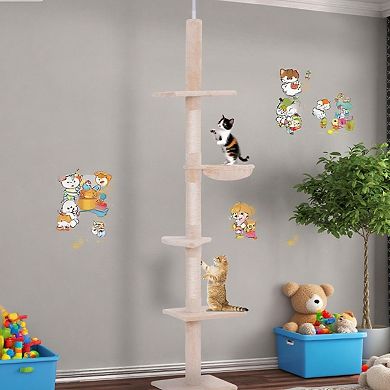 IFMALL Adjustable Height Floor-to-Ceiling Vertical Cat Climbing Tower Activity Center