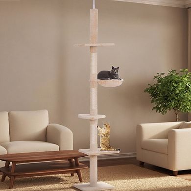 IFMALL Adjustable Height Floor-to-Ceiling Vertical Cat Climbing Tower Activity Center