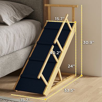 IFMALL Adjustable Height Foldable Pet Steps Ramp for Small to Large Dogs Support