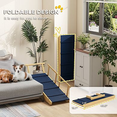 IFMALL Adjustable Height Foldable Pet Steps Ramp for Small to Large Dogs Support